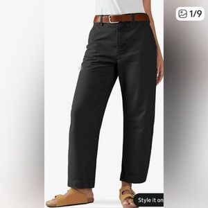 NWT - Flamingals high waist solid black barrel crop pants - size small